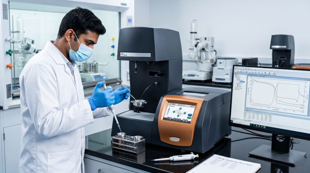 Thermogravimetric Analyser (TGA) instrument at Auriga Research Manesar USFDA Inspected laboratory — NABL accredited thermal analysis for loss on drying, residue on ignition and residual solvents