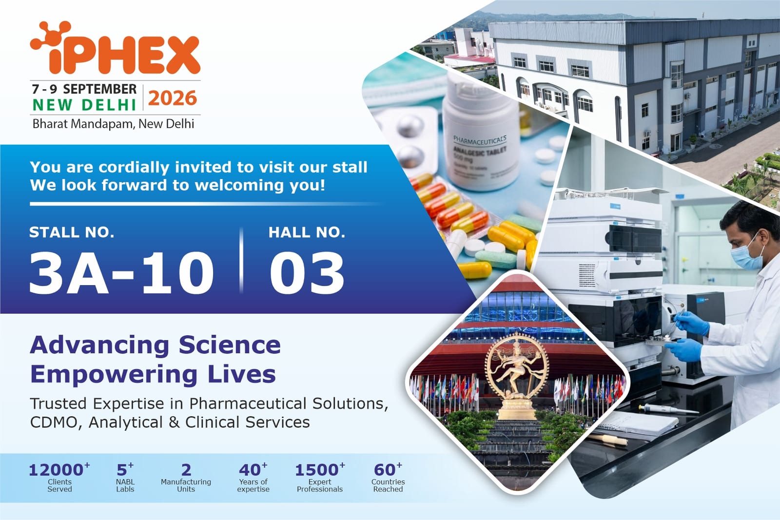 IPHEX 2026, 7 to 9 September, Bharat Mandapam, New Delhi. Arbro Pharma and Auriga Research at Stall No. 3A-10, Hall No. 03.